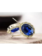 8K Gelbgold 333 Sapphire ohrringe vec007x-sp Russisch Sowjetisch UdSSR Vintage Handwerk Art Deco style